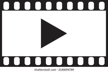 Play video. Play button on movie frame. Video streaming design template. Vector illustration. Symbol for website design, app, UI, logo.