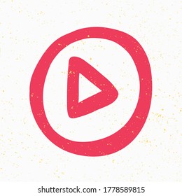 Play video button. Sticker for social media content. Vector hand drawn illustration design. 