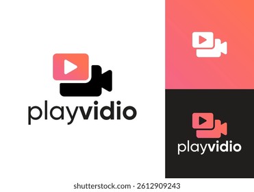 play video channel logo design vector concept