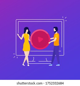 play video content vector illustration