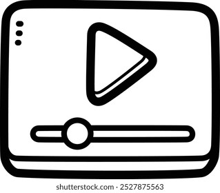 Reproduzir ícone de vetor de doodle de vídeo e ilustração