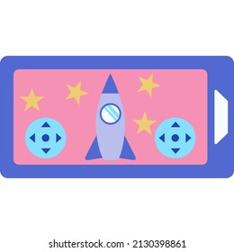 Play video game online on phone mobile vector icon. Shooter playing on smartphone screen isolated on white background