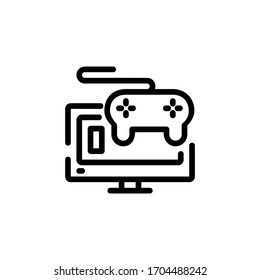 play, video, game and smart television icon. Perfect for application, web, logo, background, game and presentation template. single icon design line style