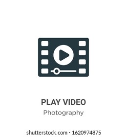 Play video glyph icon vector on white background. Flat vector play video icon symbol sign from modern photography collection for mobile concept and web apps design.