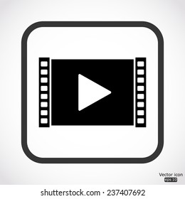 play video icon - black vector illustration
