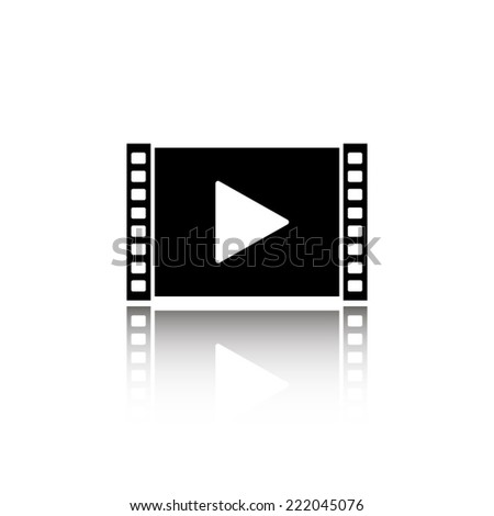 Play video icon - black vector illustration with reflection