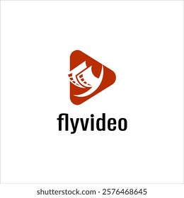 play video icon design vector. flying butterfly live logo. multimedia logo company with camera roll vector