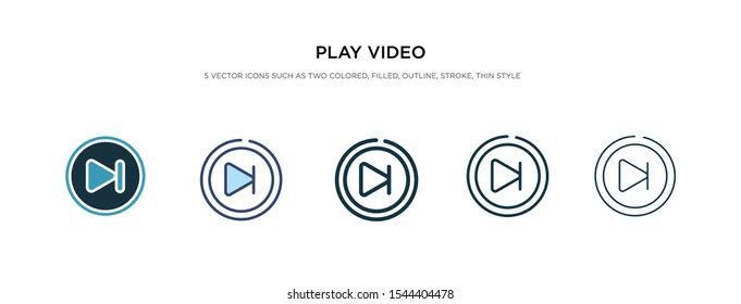 play video icon in different style vector illustration. two colored and black play video vector icons designed in filled, outline, line and stroke style can be used for web, mobile, ui