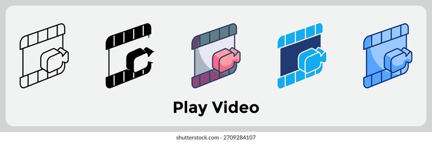 Video El icono de Play mejora el aprendizaje de contenidos y la comunicación de los medios de bienestar. Línea, relleno, color, estilo azul.