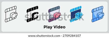 Play Video icon enhances content-learning and wellness-media communication. Line, Filled, Color, Blue style.