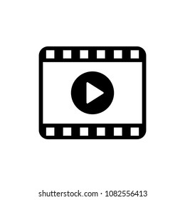 Play video icon in flat style. Movie icon. Video player symbol isolated on white background. Simple play video abstract icon in black. Vector illustration for graphic design, Web, UI, mobile upp