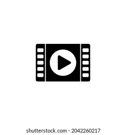 Play video icon in flat style on white background. Movie flat vector icon. Play button illustration.