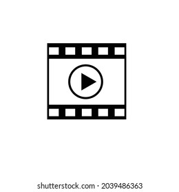 Reproducir símbolo plano del icono de vídeo aislado en fondo blanco.