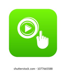 Play video icon green vector isolated on white background