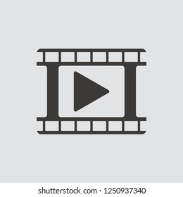 Play Video icon isolated of flat style. Vector illustration.