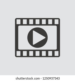 Play Video icon isolated of flat style. Vector illustration.