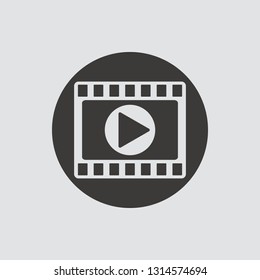 Play Video icon isolated of flat style. Vector illustration.