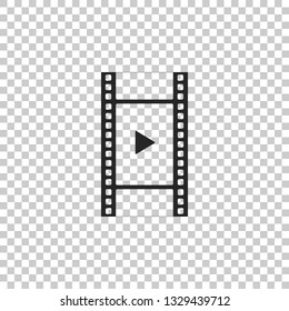 Play Video icon isolated on transparent background. Film strip with play sign. Flat design. Vector Illustration