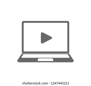Play video icon. Laptop video button.  Video icon. 