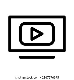 reproducir icono de vídeo o logotipo símbolo de signo aislado ilustración vectorial - iconos vectoriales de estilo negro de alta calidad
