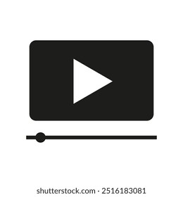 Play video icon. Media player symbol. Video playback graphic. Vector button.