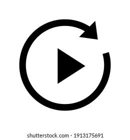 Play video icon. Return vector button with arrow isolated on white background. Vector illustration EPS10.