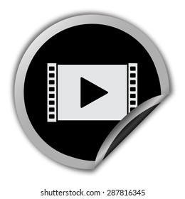play video icon - round vector sticker
