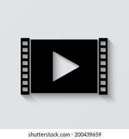 Play video icon - vector illustration with shadow on light background