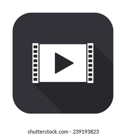 play video icon - vector illustration with long shadow isolated on gray