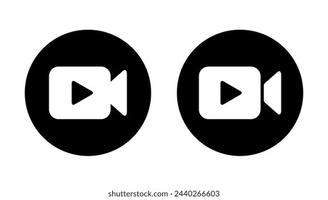 Play video icon vector on black circle