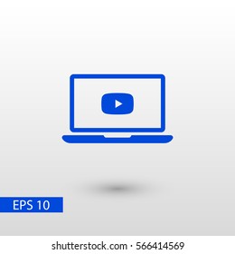 Play video. Laptop vector icon