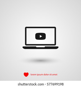 Play video. Laptop vector icon