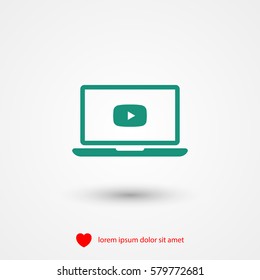 Play video. Laptop vector icon
