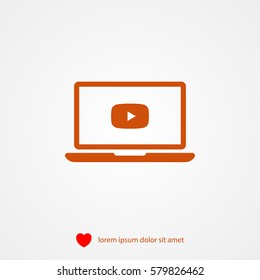 Play video. Laptop vector icon