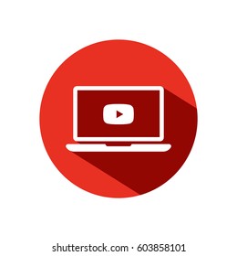 Play video. Laptop vector icon