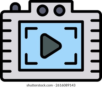 Play Video Line Vector Icon Design
