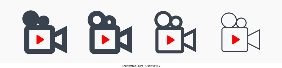 Play video line vector minimalistic icon. Movie symbol. Multimedia camera silhouette icon for web design. Player film flat icon for app design. Media social sign minimal flat linear icons