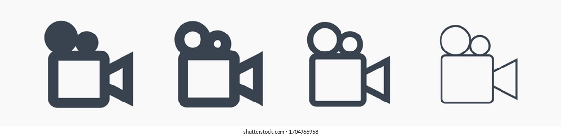 Icono minimalista del vector de línea de vídeo. Símbolo de película. Símbolo de cámara multimedia para el diseño web. Icono plano de película del reproductor para el diseño de aplicaciones. Signo social de medios iconos lineales planos mínimos