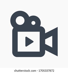 Play video line vector minimalistic icon. Movie symbol. Multimedia camera silhouette icon for web design. Player film flat icon for app design. Media social sign minimal flat linear icons