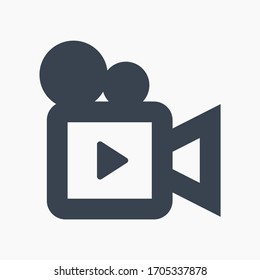 Play video line vector minimalistic icon. Movie symbol. Multimedia camera silhouette icon for web design. Player film flat icon for app design. Media social sign minimal flat linear icons
