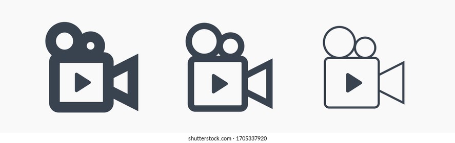 Play video line vector minimalistic icon. Movie symbol. Multimedia camera silhouette icon for web design. Player film flat icon for app design. Media social sign minimal flat linear icons