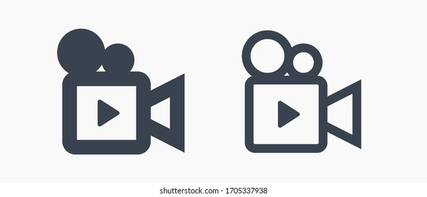 Play video line vector minimalistic icon. Movie symbol. Multimedia camera silhouette icon for web design. Player film flat icon for app design. Media social sign minimal flat linear icons