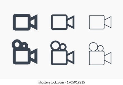 Play video line vector minimalistic icon. Movie symbol. Multimedia camera silhouette icon for web design. Player film flat icon for app design. Media social sign minimal flat linear icons