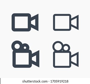 Play video line vector minimalistic icon. Movie symbol. Multimedia camera silhouette icon for web design. Player film flat icon for app design. Media social sign minimal flat linear icons