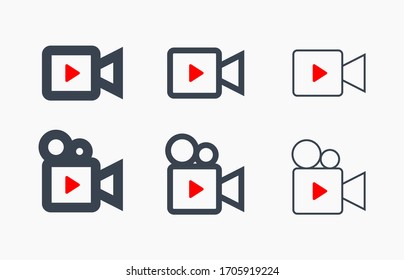 Play video line vector minimalistic icon. Movie symbol. Multimedia camera silhouette icon for web design. Player film flat icon for app design. Media social sign minimal flat linear icons