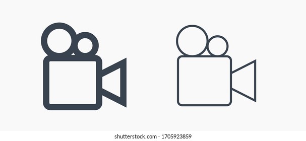 Play video line vector minimalistic icon. Movie symbol. Multimedia camera silhouette icon for web design. Player film flat icon for app design. Media social sign minimal flat linear icons