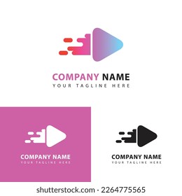 Play video logo design template. Abstract play button media icon