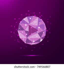 Play video low poly symbol with lines and dots, technology icon