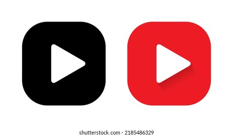 Icono de reproductor de vídeo vectorial en botón cuadrado