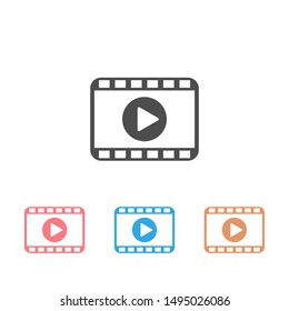 Play video modern icon set strip vector isolated on white background
